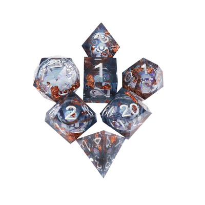 Grey foil emas resin alami multi -faceted desktop game Dice Border Gate