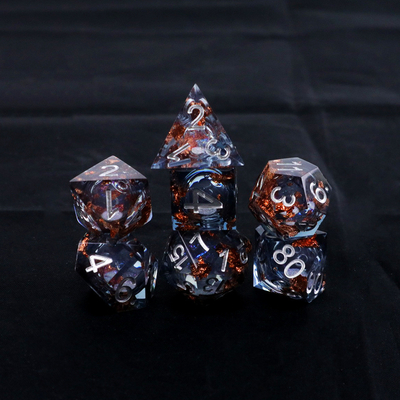 Grey foil emas resin alami multi -faceted desktop game Dice Border Gate