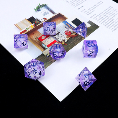 Ungu Putih aliran pasir langit nomor resin multi -faceted permainan dadu suite naga dan dungeon kota dnd dadu