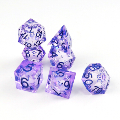 Ungu Putih aliran pasir langit nomor resin multi -faceted permainan dadu suite naga dan dungeon kota dnd dadu