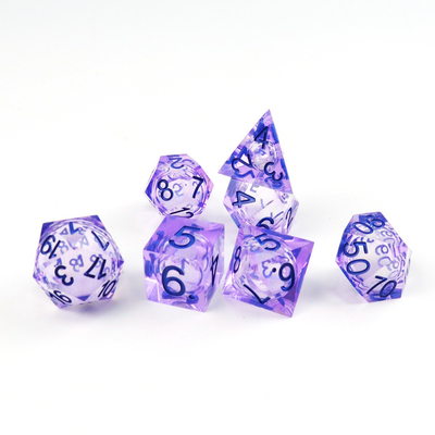 Ungu Putih aliran pasir langit nomor resin multi -faceted permainan dadu suite naga dan dungeon kota dnd dadu