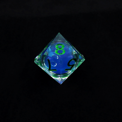 Set dadu permainan desktop resin alami cair biru transparan dnd dadu