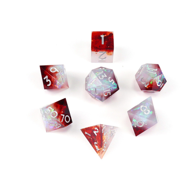 Putih ditambah bijih merah resin permainan desktop dadu set dnd dadu