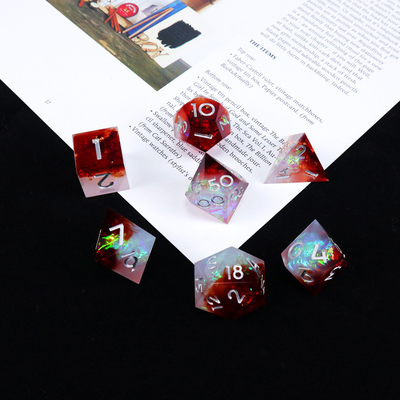 Putih ditambah bijih merah resin permainan desktop dadu set dnd dadu