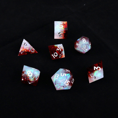 Putih ditambah bijih merah resin permainan desktop dadu set dnd dadu