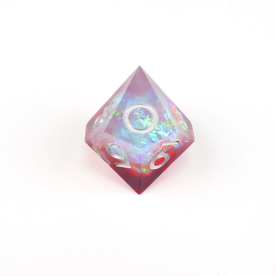 Putih ditambah bijih merah resin permainan desktop dadu set dnd dadu