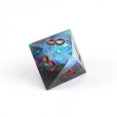 Biru ditambah bijih hitam karakter resin memainkan multi -noodle dadu set dnd dadu