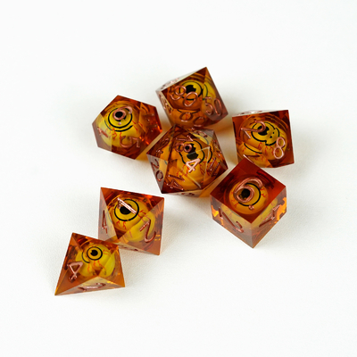 Tetap terjaga sampai larut malam Eyead plus kuning resin desktop game dadu set dnd dadu