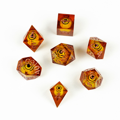 Tetap terjaga sampai larut malam Eyead plus kuning resin desktop game dadu set dnd dadu