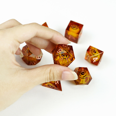Tetap terjaga sampai larut malam Eyead plus kuning resin desktop game dadu set dnd dadu
