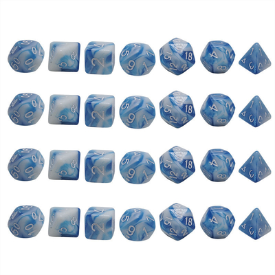 Blue Marble Natural Resin RPG Karakter Bermain dadu buatan tangan