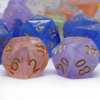 Sharp Edge Orange Smoke Multi-sided Resin Dice Untuk Anak-anak Latihan Mental Aritmatika Matematika