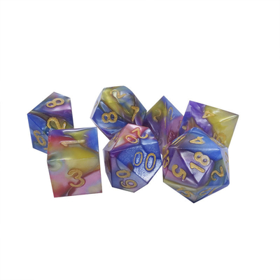 Tiga Warna Resin Marmer Rpg Dice Dengan Logo Universal