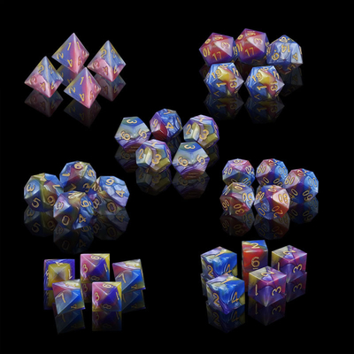 Tiga Warna Resin Marmer Rpg Dice Dengan Logo Universal