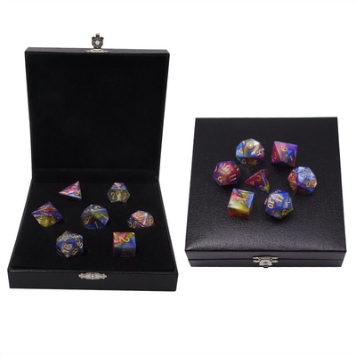 Tiga Warna Resin Marmer Rpg Dice Dengan Logo Universal