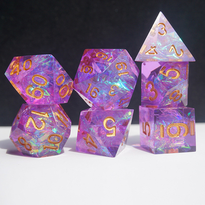 Roumine dan warna strip resin karakter bermain multi -noodle dadu set Naga dan Dungeon dnd dadu