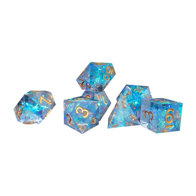 Karakter resin strip biru dan warna bermain multi -noodle dadu set Naga dan Dungeon dnd dadu