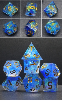 Karakter resin strip biru dan warna bermain multi -noodle dadu set Naga dan Dungeon dnd dadu