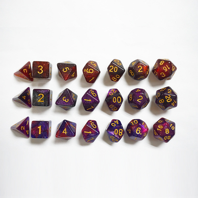 Merah, ungu dan hitam 3 -warna resin dadu suite naga dan dungeon dnd dadu