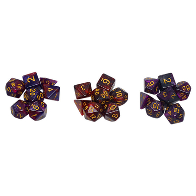 Merah, ungu dan hitam 3 -warna resin dadu suite naga dan dungeon dnd dadu