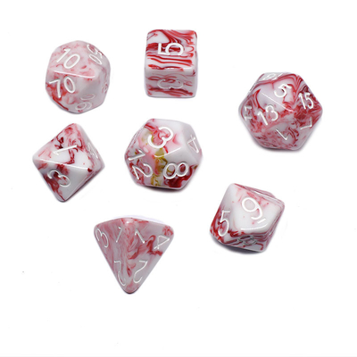 Warna putih dan merah bijih resin karakter memainkan multi -noodle dadu setelan Naga dan Dungeon dnd dadu