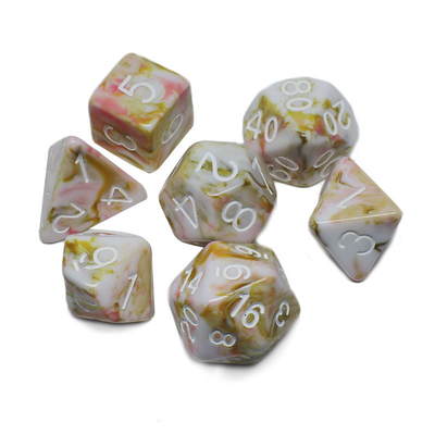 Warna putih dan merah bijih resin karakter memainkan multi -noodle dadu setelan Naga dan Dungeon dnd dadu