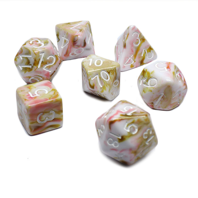 Warna putih dan merah bijih resin karakter memainkan multi -noodle dadu setelan Naga dan Dungeon dnd dadu