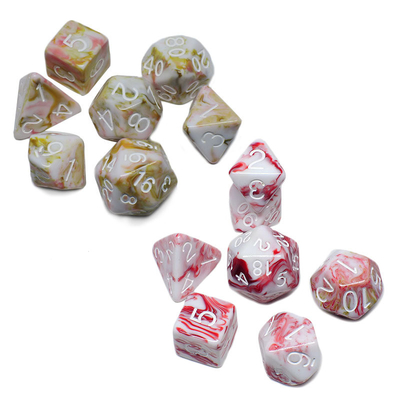 Warna putih dan merah bijih resin karakter memainkan multi -noodle dadu setelan Naga dan Dungeon dnd dadu