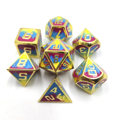 Hand Sanded Unik buatan tangan Metal tahan lama 7 Piece Polyhedron Dice Set
