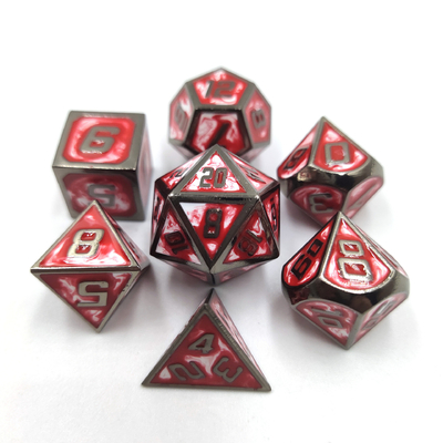Hand Sanded Unik buatan tangan Metal tahan lama 7 Piece Polyhedron Dice Set