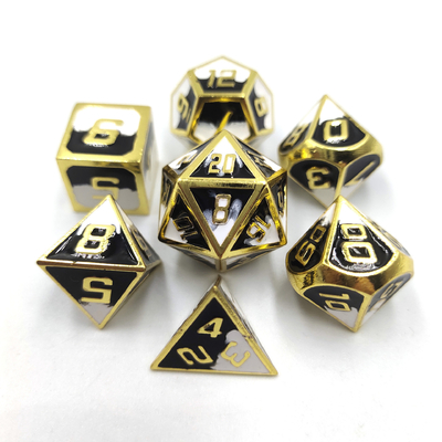 Hand Sanded Unik buatan tangan Metal tahan lama 7 Piece Polyhedron Dice Set