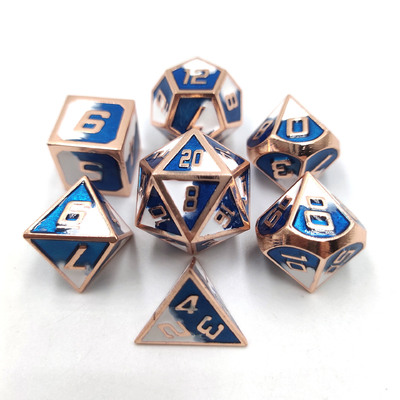 Hand Sanded Unik buatan tangan Metal tahan lama 7 Piece Polyhedron Dice Set