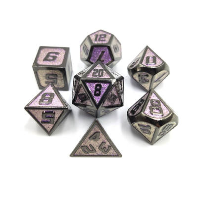 Flash Powder Metal Multi Face Role Bermain dadu Set Karakter Biru