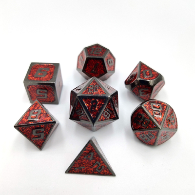 Flash Powder Metal Multi Face Role Bermain dadu Set Karakter Biru