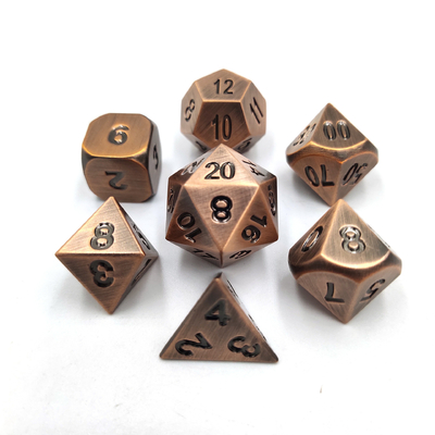 Champagne Gold Color Metal Polyhedral Dice Desktop Game Dice Set