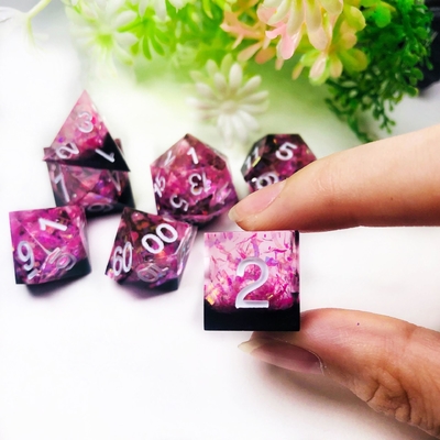 Jantung lautan berkilau warna resin alami desktop permainan dadu set
