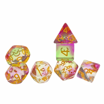 Berwarna kristal resin desktop game dadu set dnd dadu