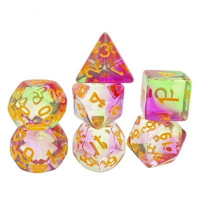 Berwarna kristal resin desktop game dadu set dnd dadu