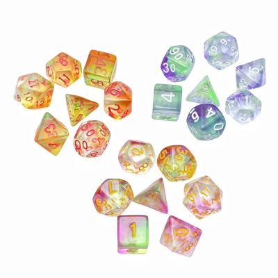 Berwarna kristal resin desktop game dadu set dnd dadu