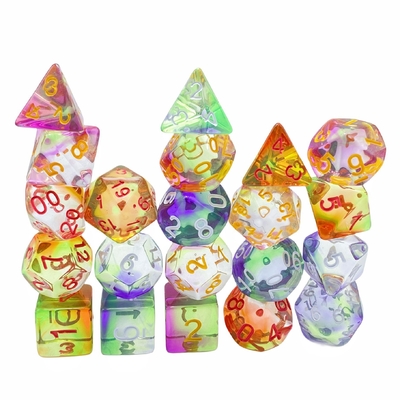 Berwarna kristal resin desktop game dadu set dnd dadu