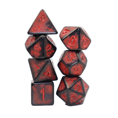 Antique tua hitam kembali karakter resin merah bermain permainan papan dadu set dnd dadu