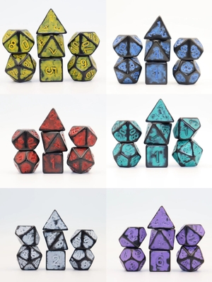 Antique tua hitam kembali karakter resin merah bermain permainan papan dadu set dnd dadu