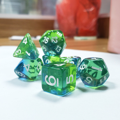 Mint hijau kristal resin alami multi -faceted permainan papan dadu set Naga dan Dungeon