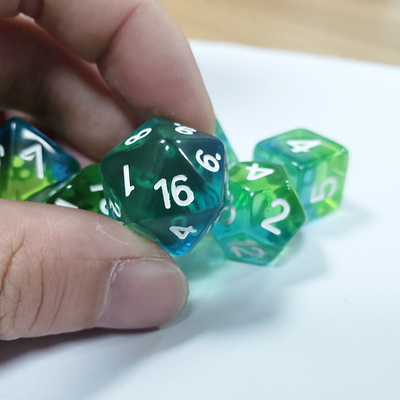 Mint hijau kristal resin alami multi -faceted permainan papan dadu set Naga dan Dungeon
