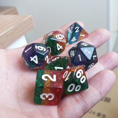 Shin Golden Powder Rainbow Resin Boarding Dice Set Naga dan Dungeon