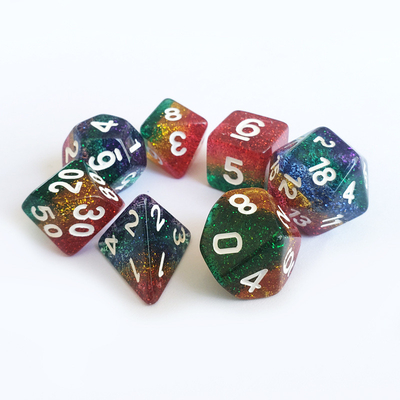 Shin Golden Powder Rainbow Resin Boarding Dice Set Naga dan Dungeon