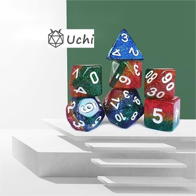 Shin Golden Powder Rainbow Resin Boarding Dice Set Naga dan Dungeon