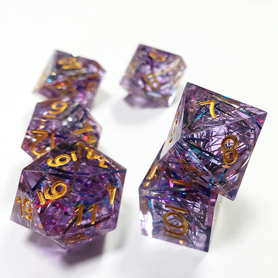 Strip warna ungu Resin Boarding Dice Set Naga dan Dungeon