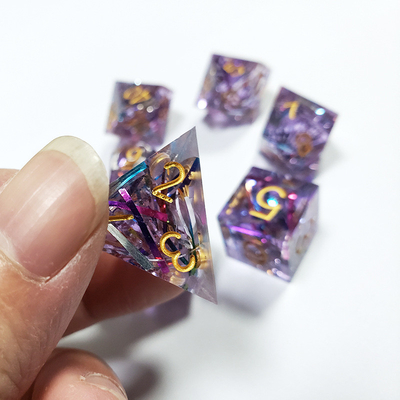 Strip warna ungu Resin Boarding Dice Set Naga dan Dungeon