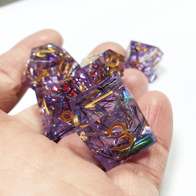 Strip warna ungu Resin Boarding Dice Set Naga dan Dungeon
